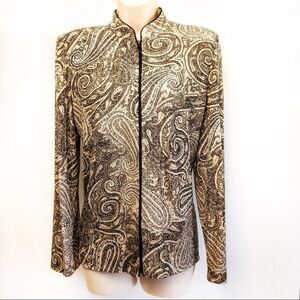 Vintage Sparkling Paisley Mandarin Jacket Sz M